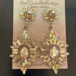 Golden Topaz Swarovski Crystal Pageant earrings